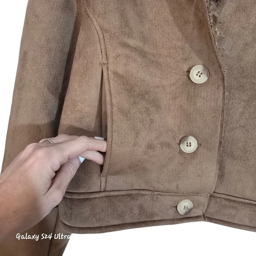 fab'rik Tan Teddy Jacket with Faux Fur - Picture 3 of 5